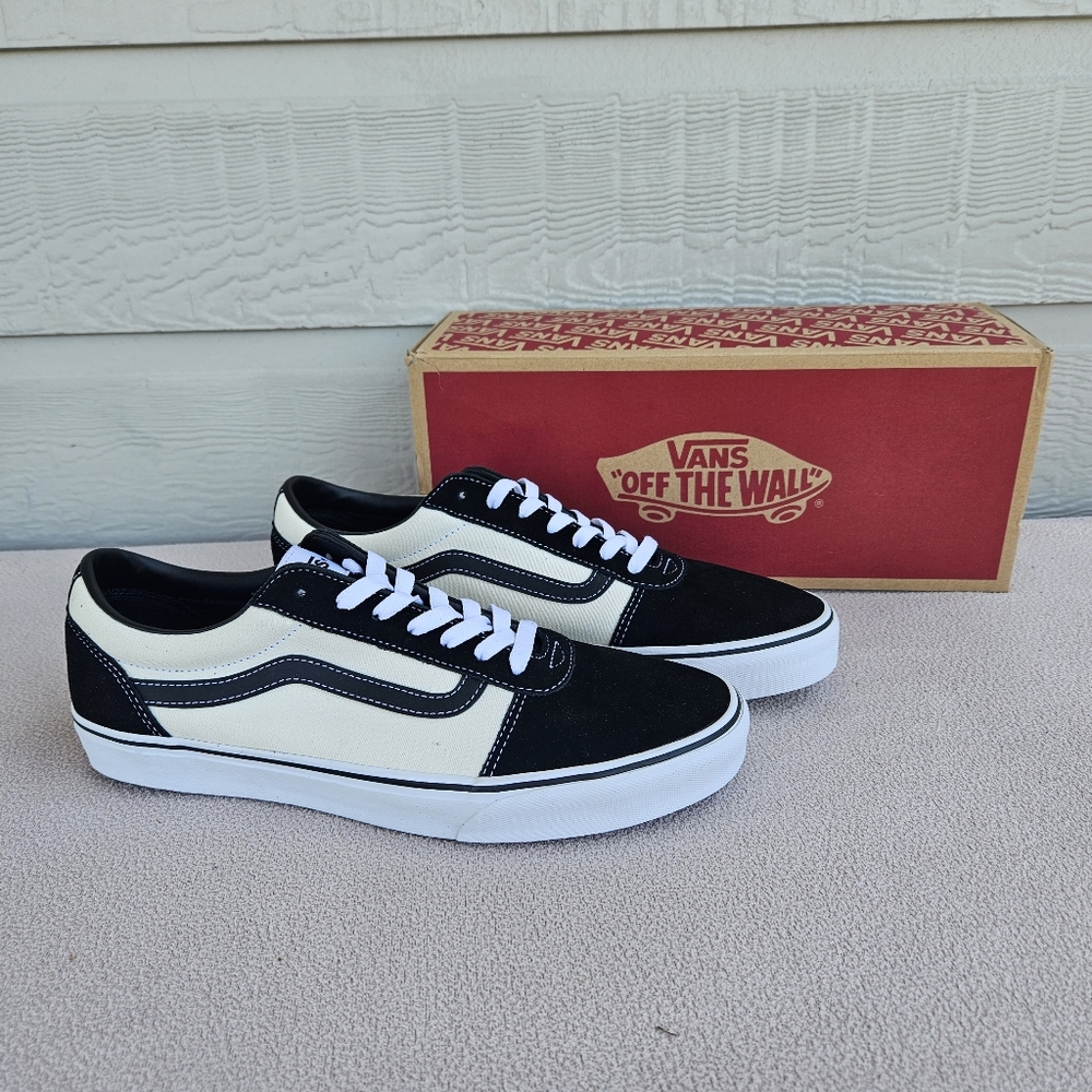 Vans Ward Retro S/C Marshmallow Black Suede Canvas Skate Sneaker Men SZ 11.5